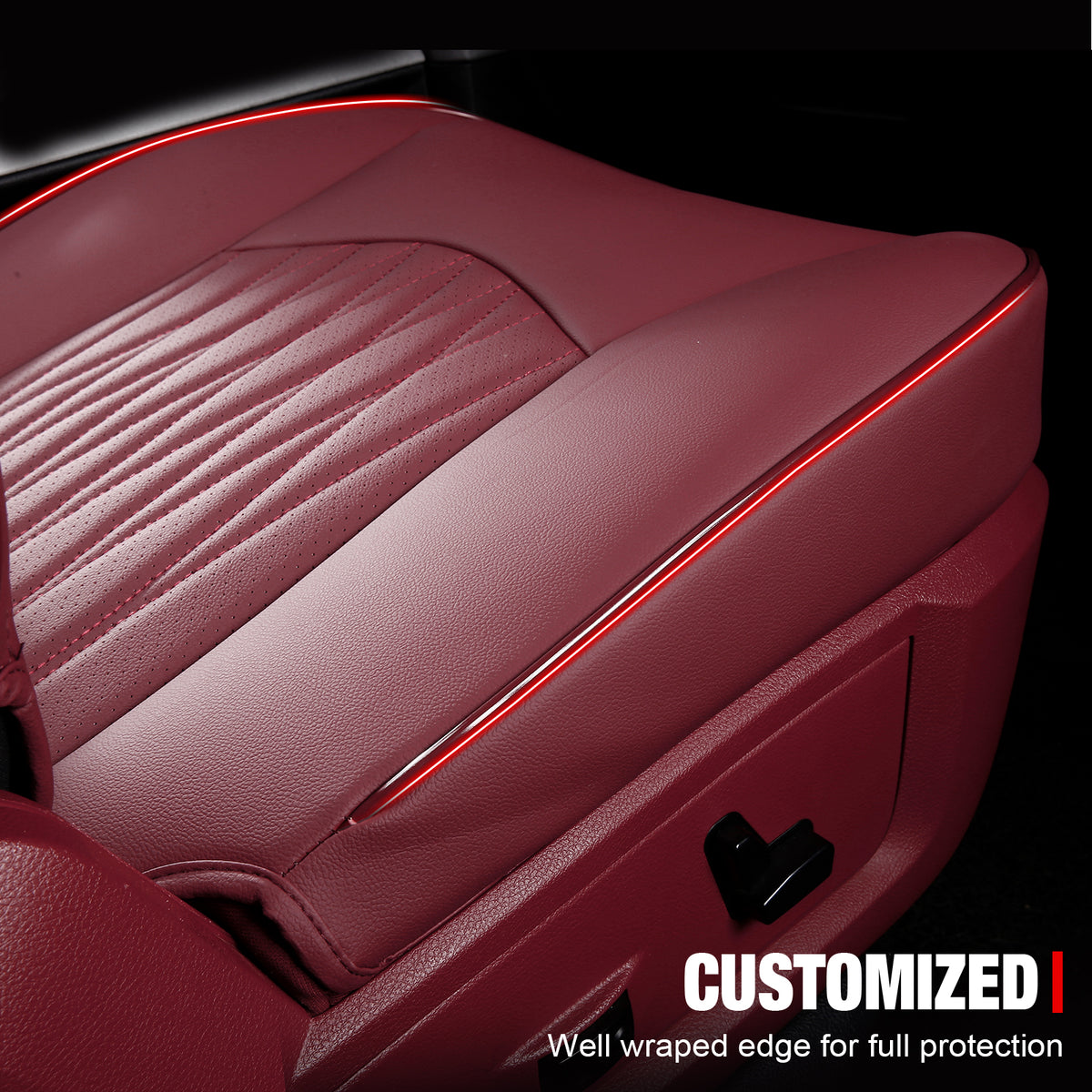 Fits 13-25 Dodge Ram 1500 13-26 2500 3500 Front Row Seat Covers Protector Red