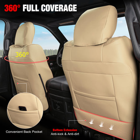 Fits 13-25 Dodge Ram 1500 13-26 2500 3500 Front Rear Seat Covers Full Set Beige