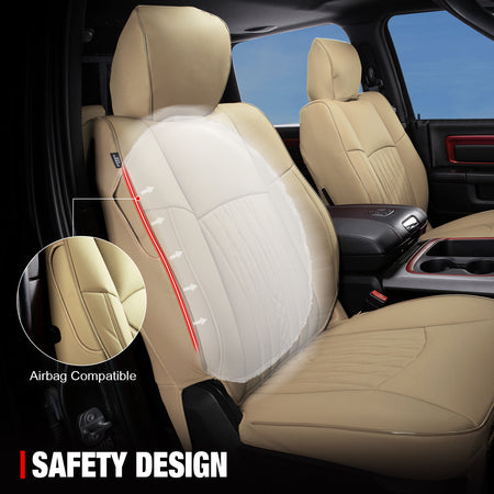 Fits 13-25 Dodge Ram 1500 13-26 2500 3500 Front Rear Seat Covers Full Set Beige