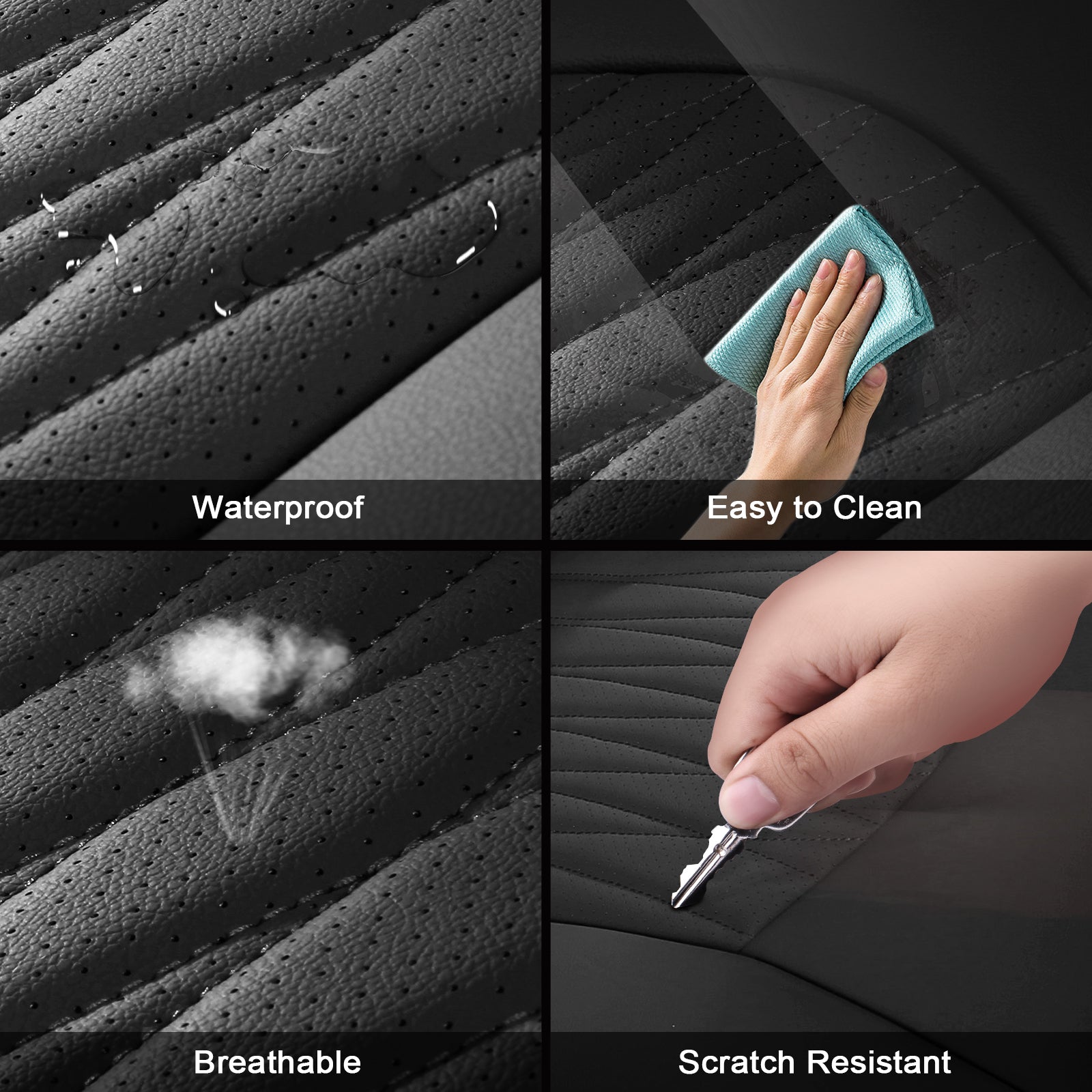 Fits 13-25 Dodge Ram 1500 13-26 2500 3500 Front Rear Seat Covers Full Set Black