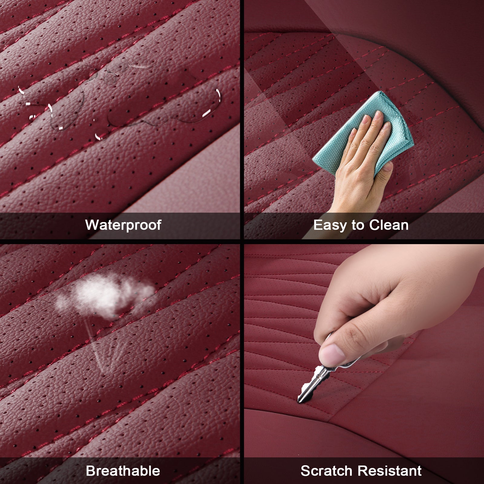 Fits 13-25 Dodge Ram 1500 13-26 2500 3500 Seat Covers Protector Full Set Red