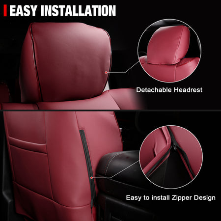 Fits 13-25 Dodge Ram 1500 13-26 2500 3500 Seat Covers Protector Full Set Red