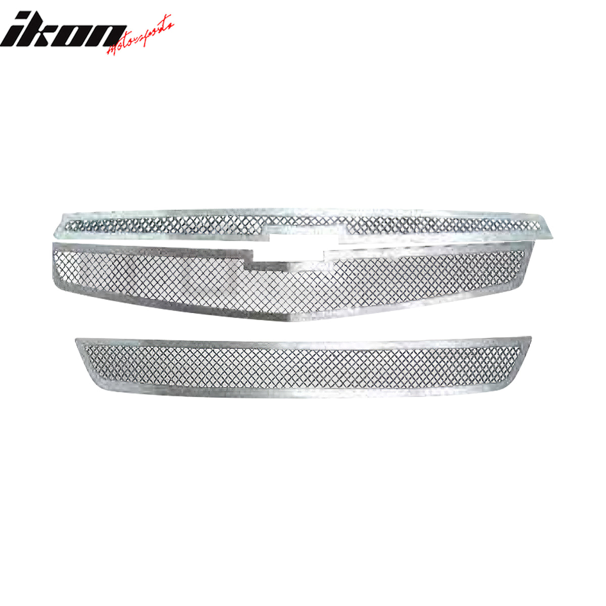 IKON MOTORSPORTS Front Bumper Grille Insert, Compatible with 2013 Chevrolet Malibu, Mesh Style Chrome Stainless Steel Replacement Front Bumper Grill Assembly 3PCS