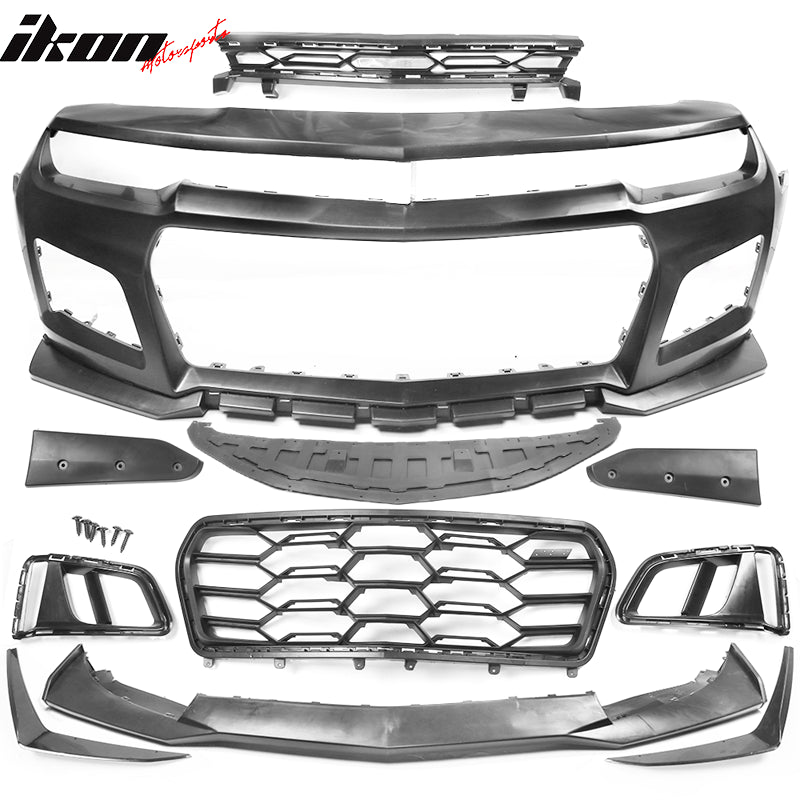 Fits 14-15 Chevy Camaro 1LE Style PP Front Bumper Conversion w/ Clear Fog Lights
