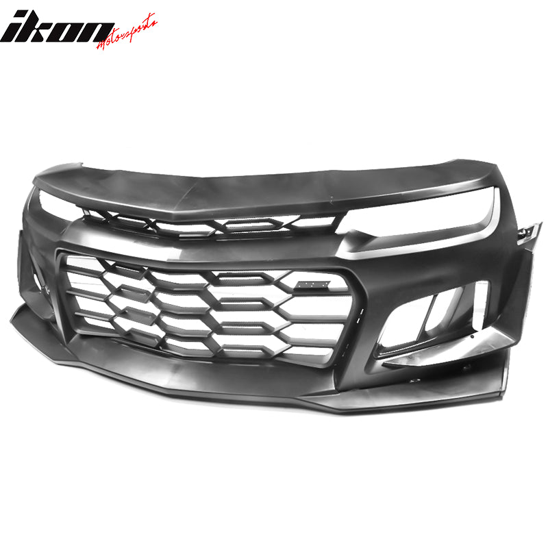 Fits 14-15 Chevy Camaro 1LE Style PP Front Bumper Conversion w/ Yellow Fog Light