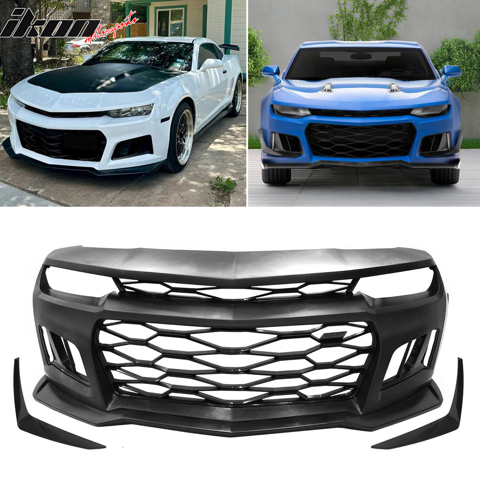 2014-2015 Chevy Camaro ZL1 Style PP Front Bumper Cover + ABS Canards