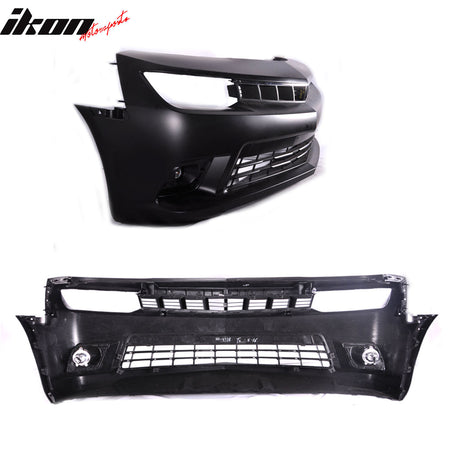 Compatible With 2014-2015 Chevy Camaro SS Front Bumper Conversion + CCFL Halo Projector Headlights