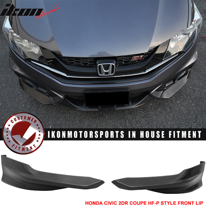 2014-2015 black honda civic with an aftermarket  HF-P style front lip