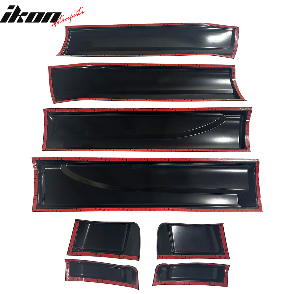 IKON MOTORSPORTS, Side Body Molding Kit Compatible With 2014-2015 Toyota Tundra, Black ABS Door Cladding Panel Trim 8PCS