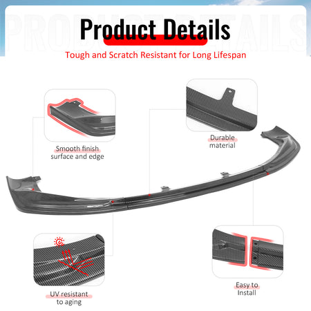 Fits 14-16 Lexus IS F Sport 4Dr IKON 3 Style Front Bumper Lip Carbon Fiber Print