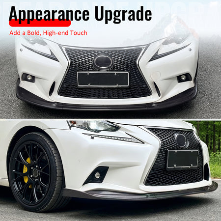 Fits 14-16 Lexus IS F Sport 4Dr IKON 3 Style 3PCS Front Bumper Lip Gloss Black