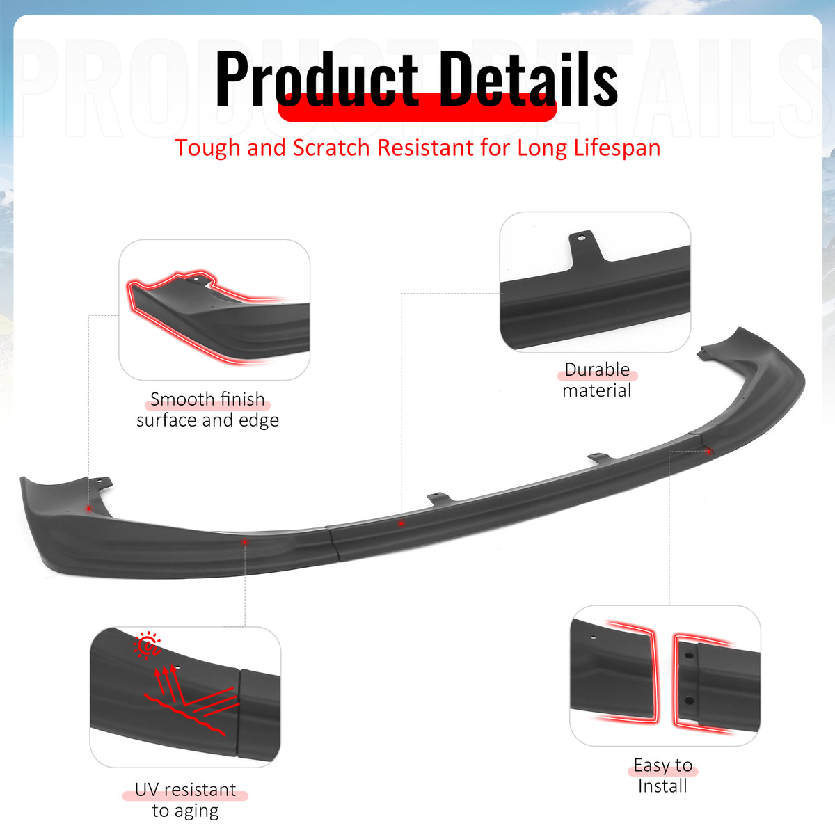 Fits 14-16 Lexus IS F Sport 4Dr IKON 3 Style 3PCS Front Bumper Lip Matte Black