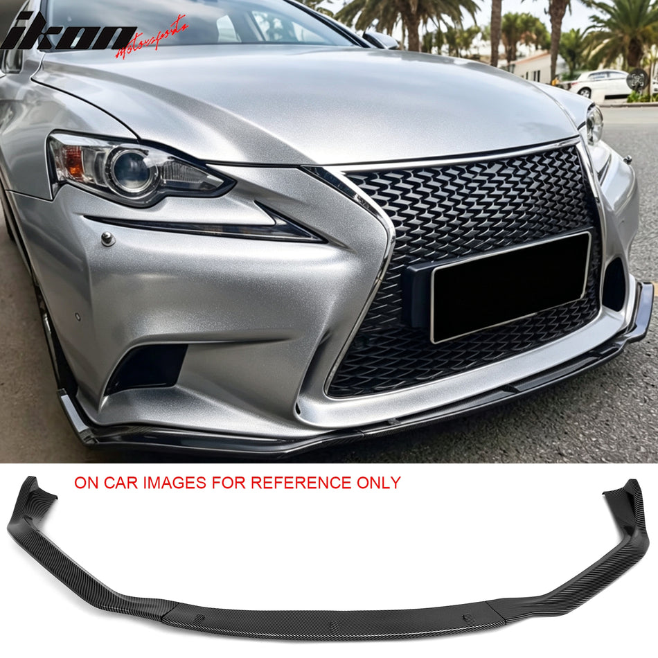 2014-2016 Lexus IS F Sport Sedan IKON 2 Style Front Bumper Lip Lower Spoiler 3PCS Carbon Fiber Print PP