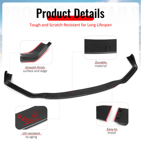 Fits 14-16 Lexus IS F Sport Sedan IKON 2 Front Bumper Lip Carbon Fiber Print 3PC