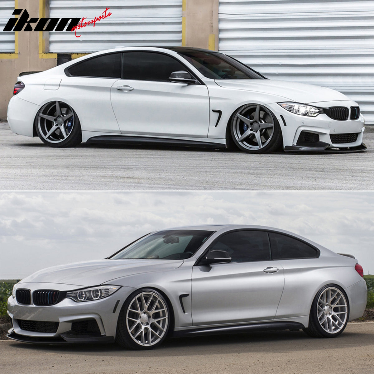 IKON MOTORSPORTS Side Fender Vent, Compatible with 2014-2016 BMW 4-Series F32 Coupe 2-Door F33 Convertible F36 Grand Coupe, Painted #668 U668 Jet Black ABS Front Side Scoop Cover Trim 2PCS