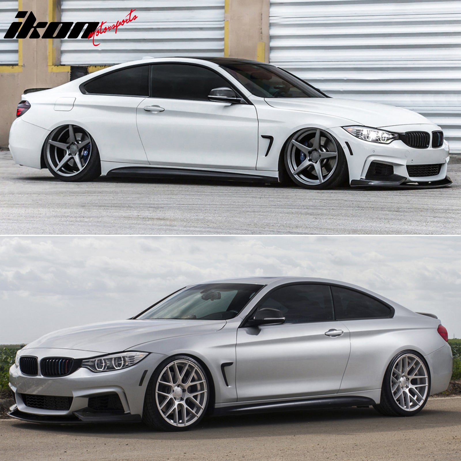 IKON MOTORSPORTS Side Fender Vent, Compatible with 2014-2016 BMW 4-Series F32 Coupe 2-Door F33 Convertible F36 Grand Coupe, Painted #668 U668 Jet Black ABS Front Side Scoop Cover Trim 2PCS