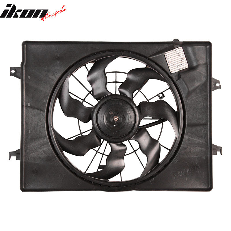 IKON MOTORSPORTS Radiator Cooling Fan Assembly Replacement for 2014-2016 Kia Optima Hybrid 2.4L, 2013-2015 Hyundai Sonata Hybrid 2.4L, 25380-4R500 HY3115149 Automotive Single Engine Fans, Black