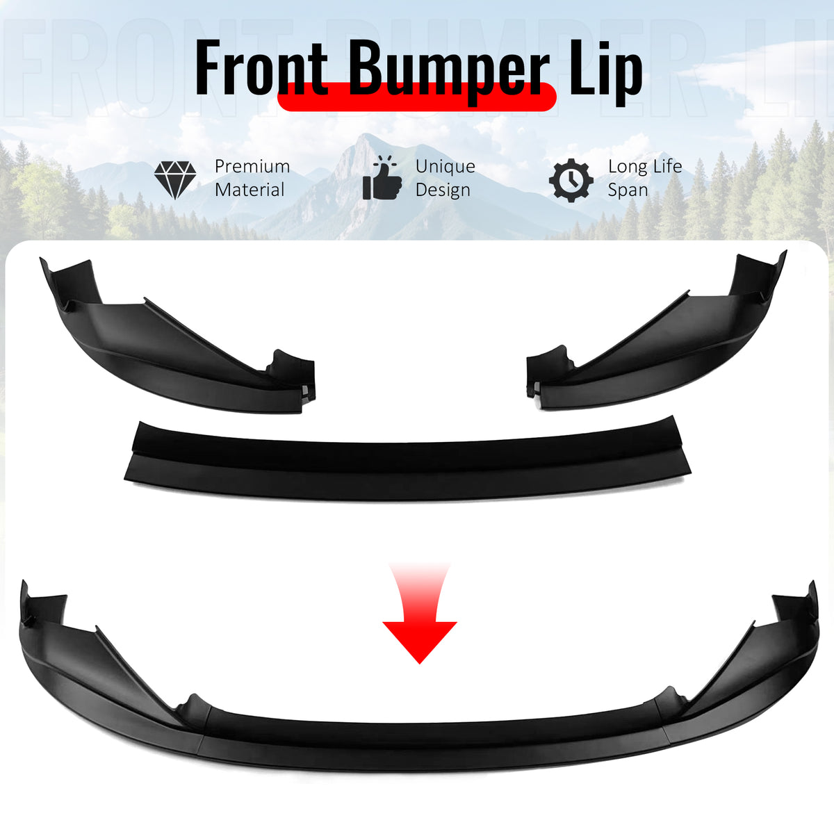 Fits 14-16 Lexus IS F Sport R Style PP Front Bumper Lip Chin Spoiler Matte Black