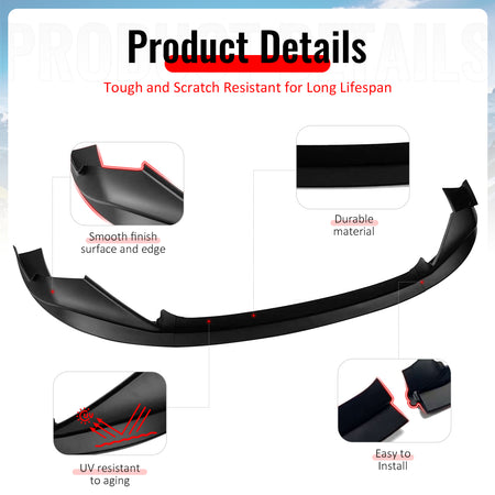 Fits 14-16 Lexus IS F Sport R Style PP Front Bumper Lip Chin Spoiler Matte Black