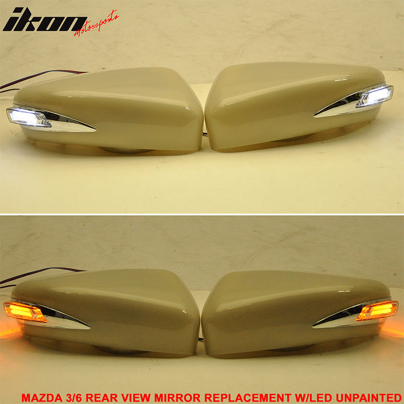 Fits 14-16 Mazda 3 6 LED Side View Mirror Shell Cover CCFL LED