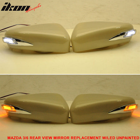 Fits 14-16 Mazda 3 6 LED Side View Mirror Shell Cover CCFL LED