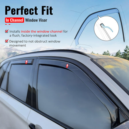 IKON MOTORSPORTS In Channel Window Visors Compatible with 2014-2018 BMW F15 X5 & 2015-2018 BMW F85 X5M, In Channel Style Injection PC Black Rain Guards, Side Window Wind Deflectors 4PCS