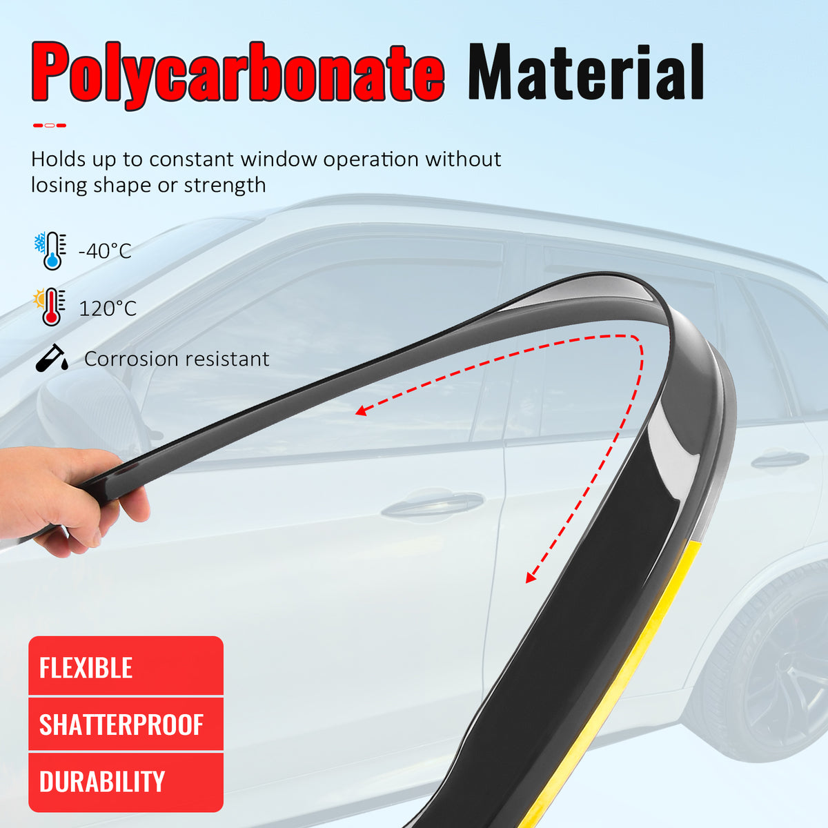 Fits 14-18 BMW F15 X5 F85 X5M Window Visors Injection PC In-Channel Deflectors