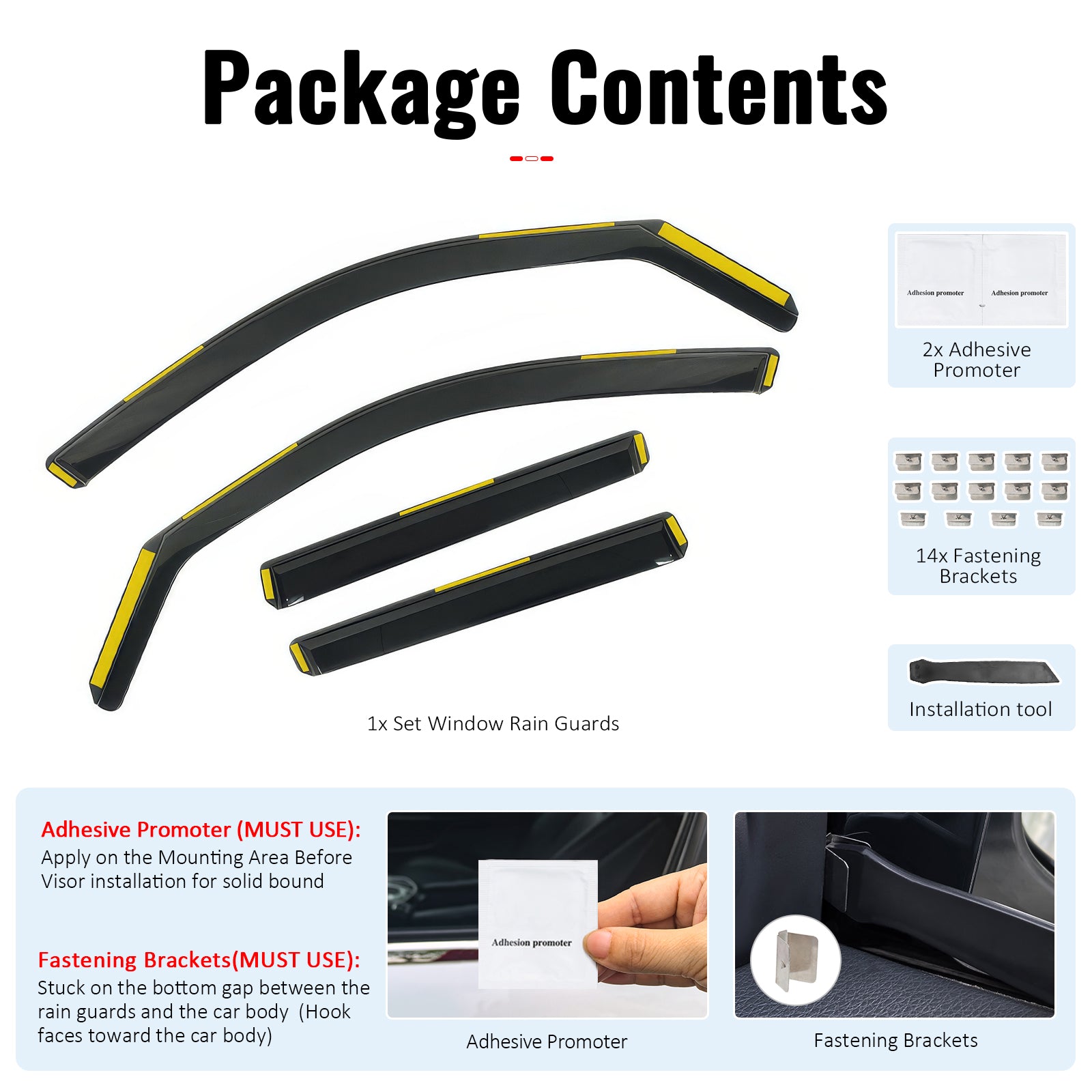 Fits 14-18 BMW F15 X5 F85 X5M Window Visors Injection PC In-Channel Deflectors