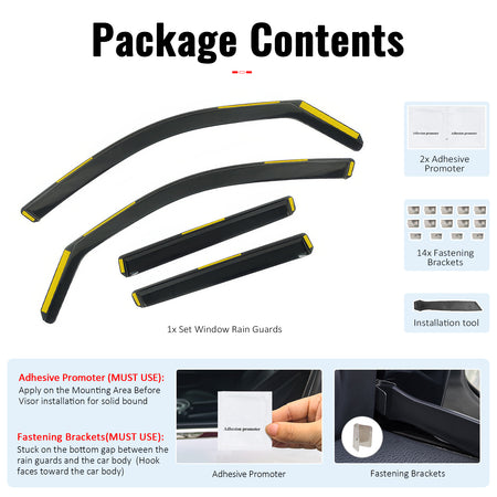 Fits 14-18 BMW F15 X5 F85 X5M Window Visors Injection PC In-Channel Deflectors