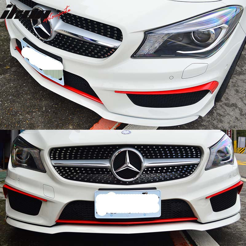 Fits 14-18 Benz C117 CLA-Class OE Style Front Bumper Canard Flap Unpainted Black