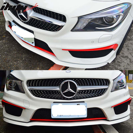 Fits 14-18 Benz C117 CLA-Class OE Style Front Bumper Canard Flap Unpainted Black