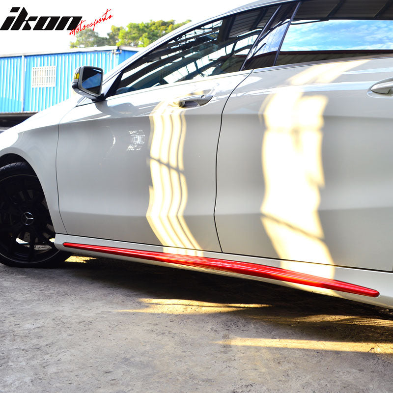 Fits 14-18 Benz CLA-Class W117 C117 Sedan Side Skirts Extension PP Painted Red
