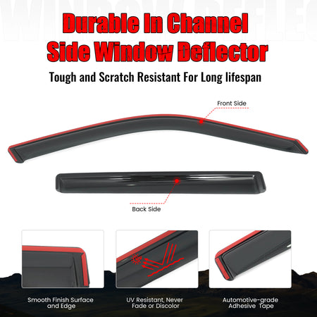 Fits 14-18 BMW F15 X5 F85 X5M In-Channel Window Visor Sun Rain Deflector Acrylic