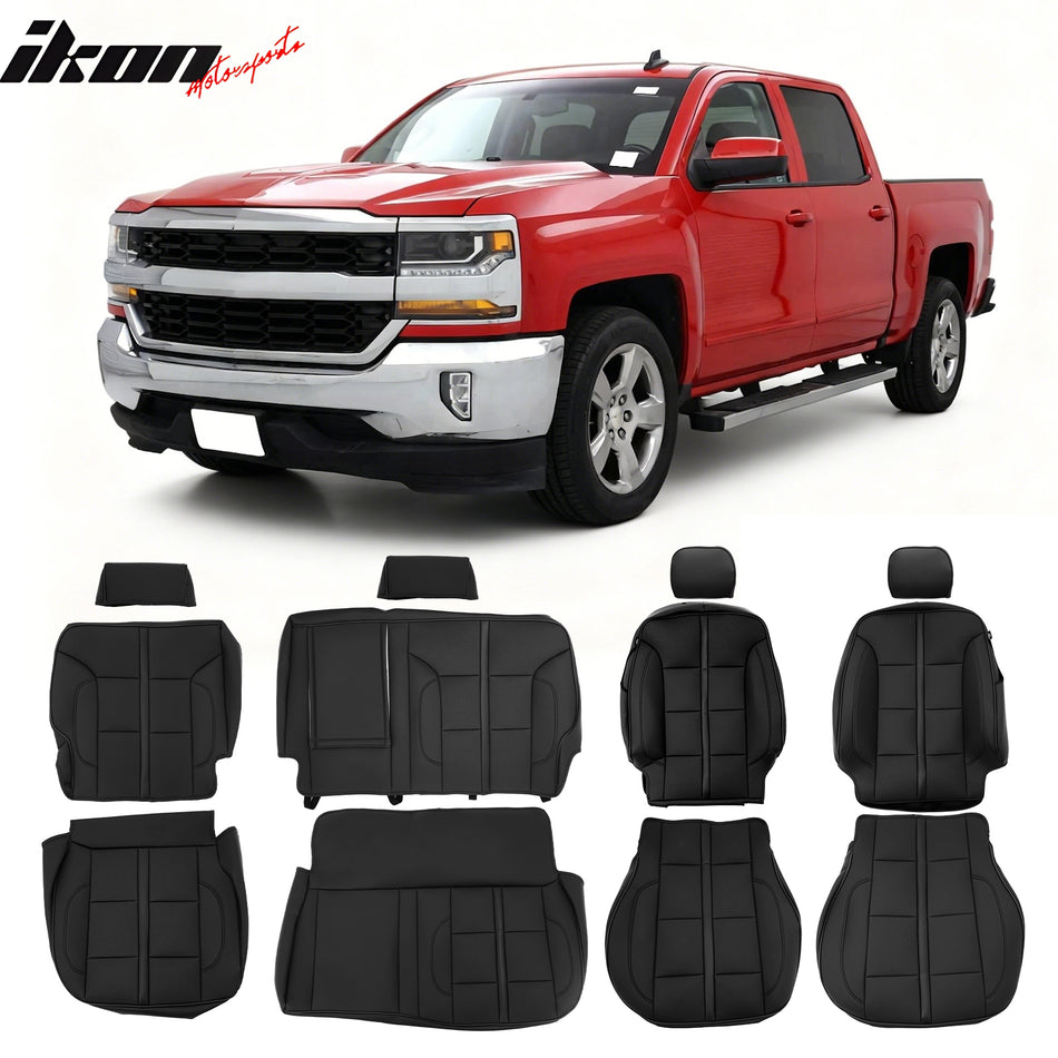 2014-2018 Chevy Silverado GMC Sierra 1500 Seat Covers Full Set Black