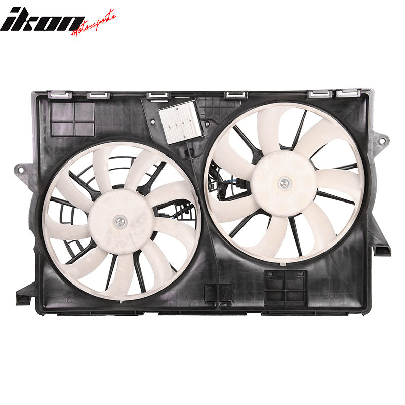 IKON MOTORSPORTS Radiator Cooling Fan Assembly Replacement for 2014-2018 Jeep Cherokee 2.4L& 3.2L HD, 2019-2022 2.0L& 3.2L HD, 52014621AC CH3115177 Automotive Dual Engine Fans, Black