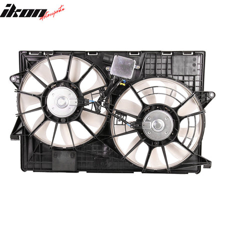 IKON MOTORSPORTS Radiator Cooling Fan Assembly Replacement for 2014-2018 Jeep Cherokee 3.2L Std Duty, 68164091AC CH3115178 Automotive Dual Engine Fans, Black