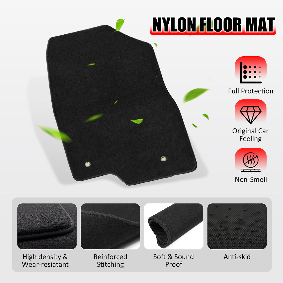 Fits 14-18 Mazda 3 4PCS Front Rear Left Right Floor Mats Carpets Nylon Black
