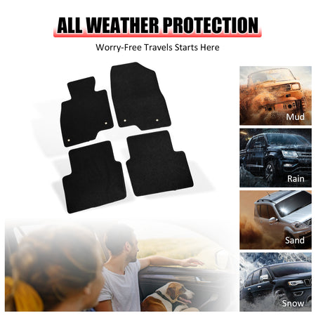 Fits 14-18 Mazda 3 4PCS Front Rear Left Right Floor Mats Carpets Nylon Black
