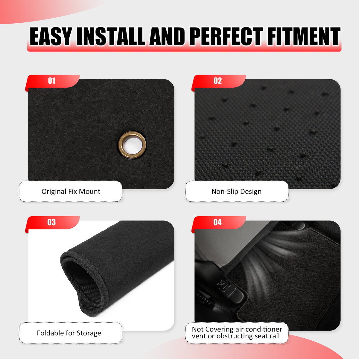Fits 14-18 Mazda 3 4PCS Front Rear Left Right Floor Mats Carpets Nylon Black
