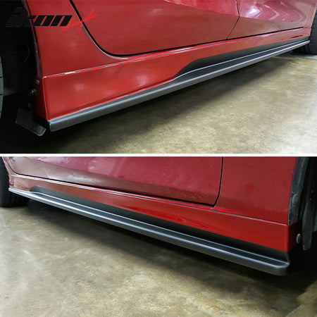 Fits 14-18 Mazda 3 4/5DR K-Style Side Skirt Extension Unpainted Black ABS