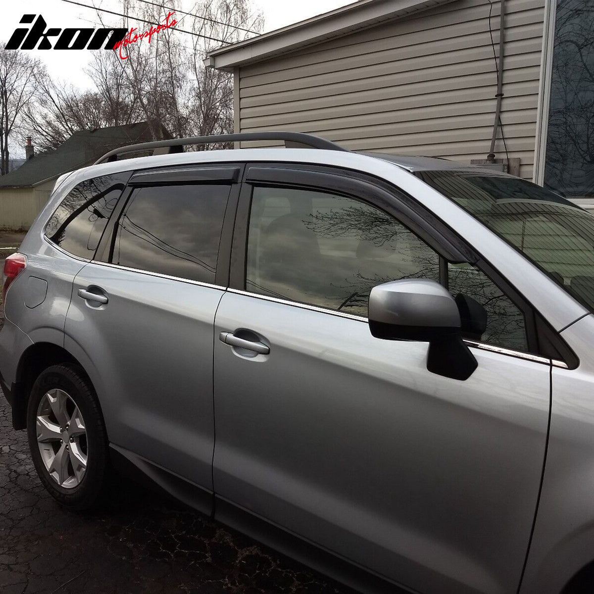 IKON MOTORSPORTS Window Visors – Subaru Forester 2014-2018, 4Pc Smoke Acrylic