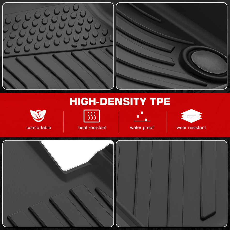 IKON MOTORSPORTS 3D TPE Floor Mats, Compatible with 2014-2019 BMW I01 i3, All Weather Waterproof Non-Slip Floor Liners, Front & 2nd Row Full Set Interior Accessories, Black
