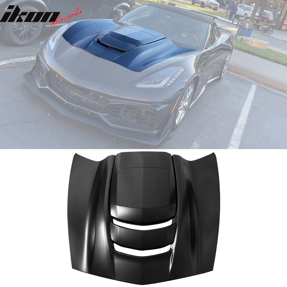 2014-2019 Chevy Corvette C7 ZR1 Style Hood Scoop Vent Black Aluminum