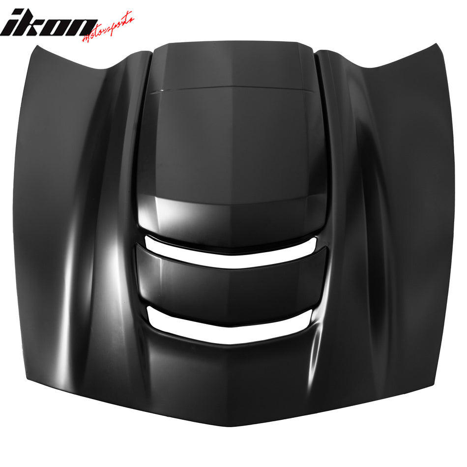 IKON MOTORSPORTS Hood Panel, Compatible with 2014-2019 Chevrolet Corvette Stingray/Z06/Grand Sport/Z51, C7 ZR1 Style Aluminum Black Front Bumper Hood Engine Bonnet Cover Replacement
