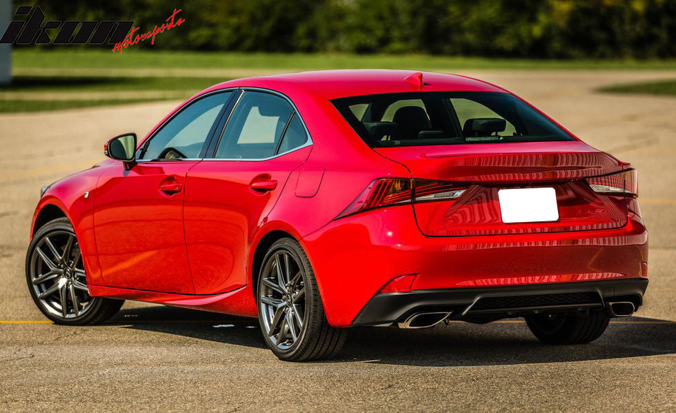 Rear Bumper Diffuser Compatible With 2014-2020 Lexus IS250 IS350, PP Rear Bumper Cover Guard Conversion Exhaust Muffler Tip Dual Opening Outlet by IKON MOTORSPORTS, 2015 2016 2017 2018