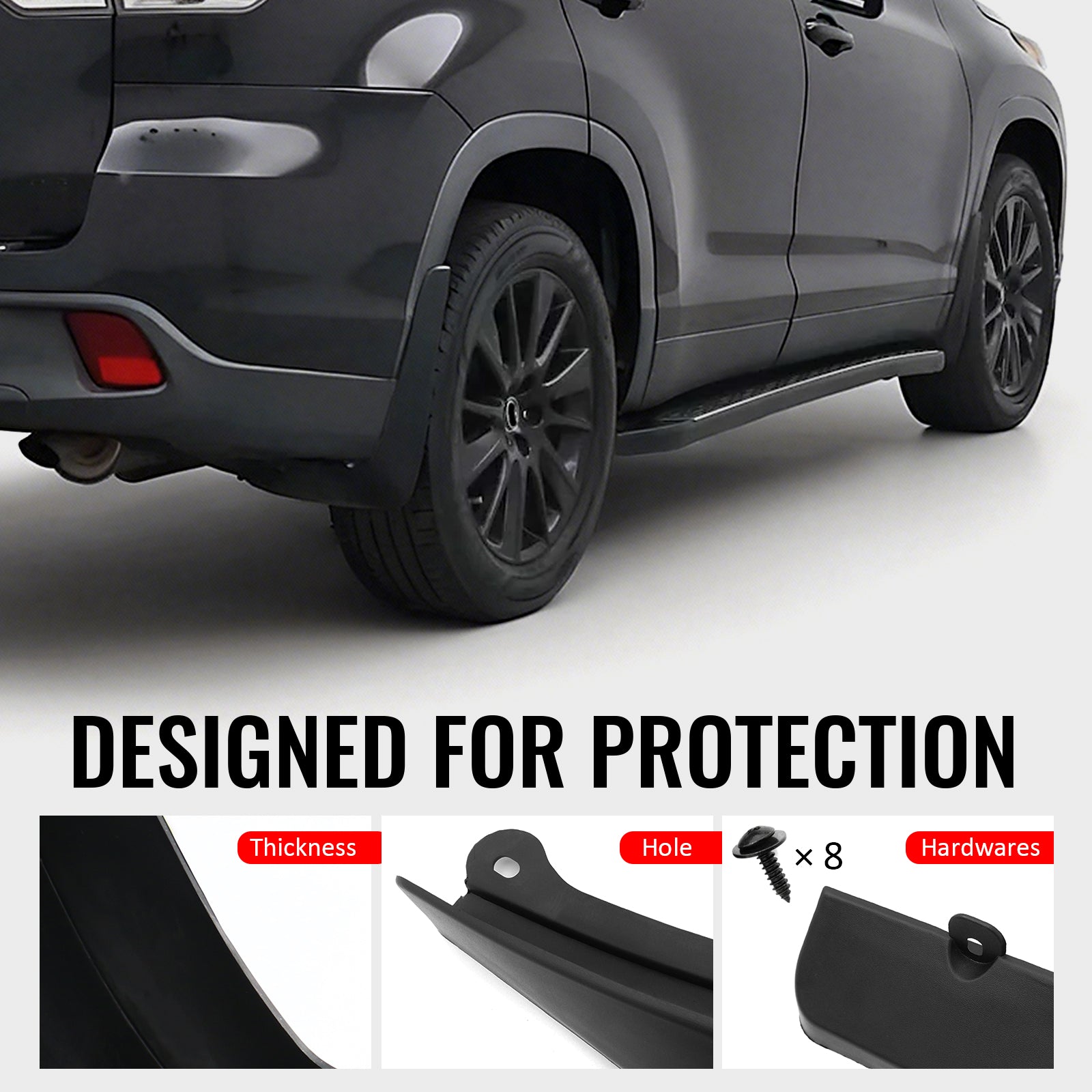 Fits 14-19 Toyota Highlander Front & Rear Mud Flaps Wheel Arch Splash Guards PP