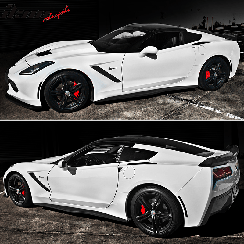 2014 - 2019 Chevy Corvette C7 Z06 Style Side Skirts ABS Gloss BlackIkon Motorsports