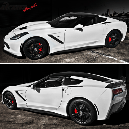 2014 - 2019 Chevy Corvette C7 Z06 Style Side Skirts ABS Gloss BlackIkon Motorsports