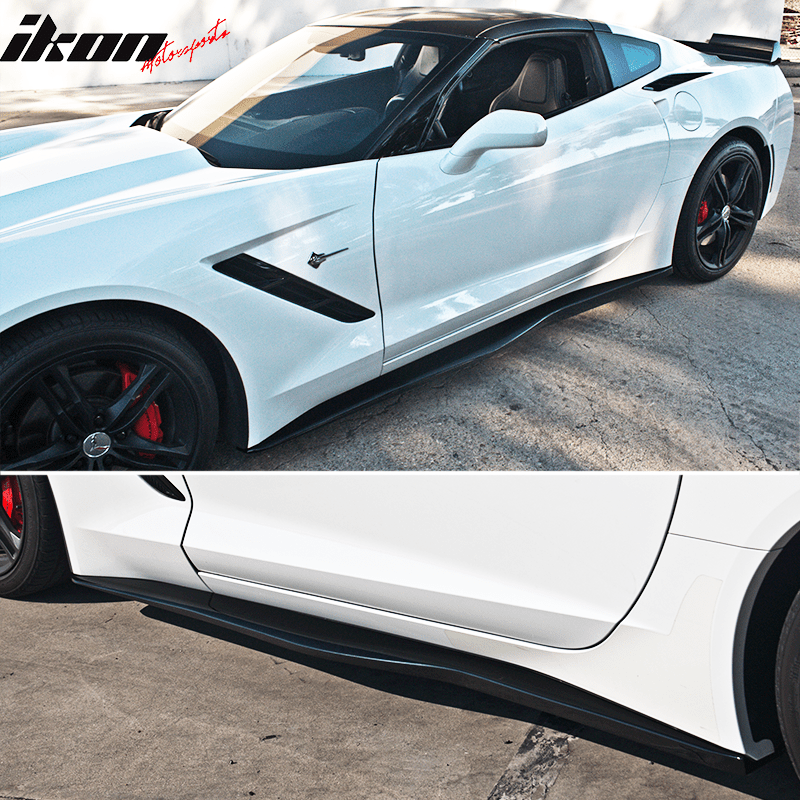 2014 - 2019 Chevy Corvette C7 Z06 Style Side Skirts ABS Gloss BlackIkon Motorsports