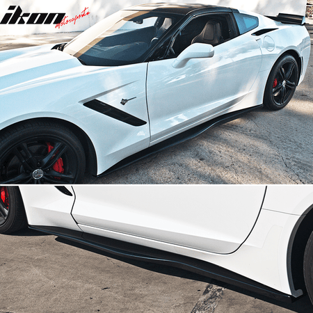 2014 - 2019 Chevy Corvette C7 Z06 Style Side Skirts ABS Gloss BlackIkon Motorsports